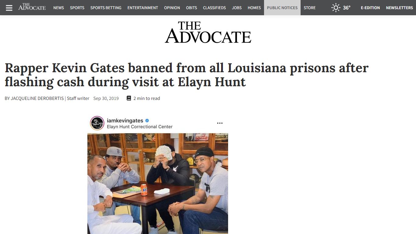 Rapper Kevin Gates banned from all Louisiana prisons after flashing ...